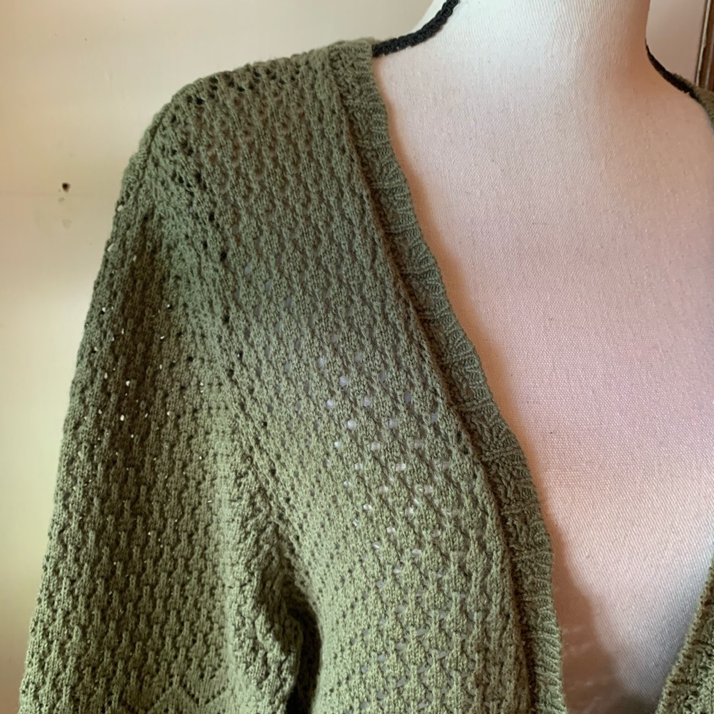 ALFRED DUNNER Cardigan Green Eyelet Sweater Large - Picture 6 of 14